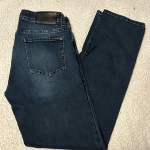 Men’s fidelity denim size 33 Jimmy style dark blue wash zip & button fly stretch